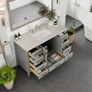Aberdeen 48 in. Gray Single Sink Bath Vanity with Carrara Quartz Top and Undermount Porcelain Sink