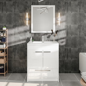 Lugano 30 in. White Single Sink Bath Vanity with Acrylic Top and Integrated Sink