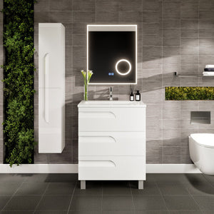Joy 28 in. White Single Sink Bath Vanity with Porcelain Top and Integrated Sink
