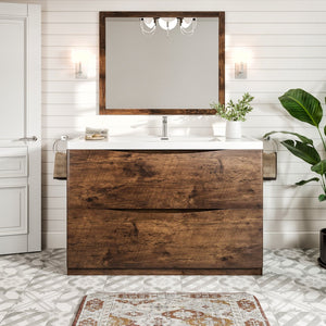Smile 48 in. Rosewood Single Sink Bath Vanity with Acrylic Top and Integrated Sink