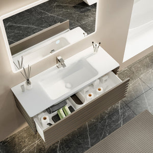 Dream 40 in. Smog Gray Wall Mount Single Sink Bath Vanity with Solid Surface Top and Integrated Sink
