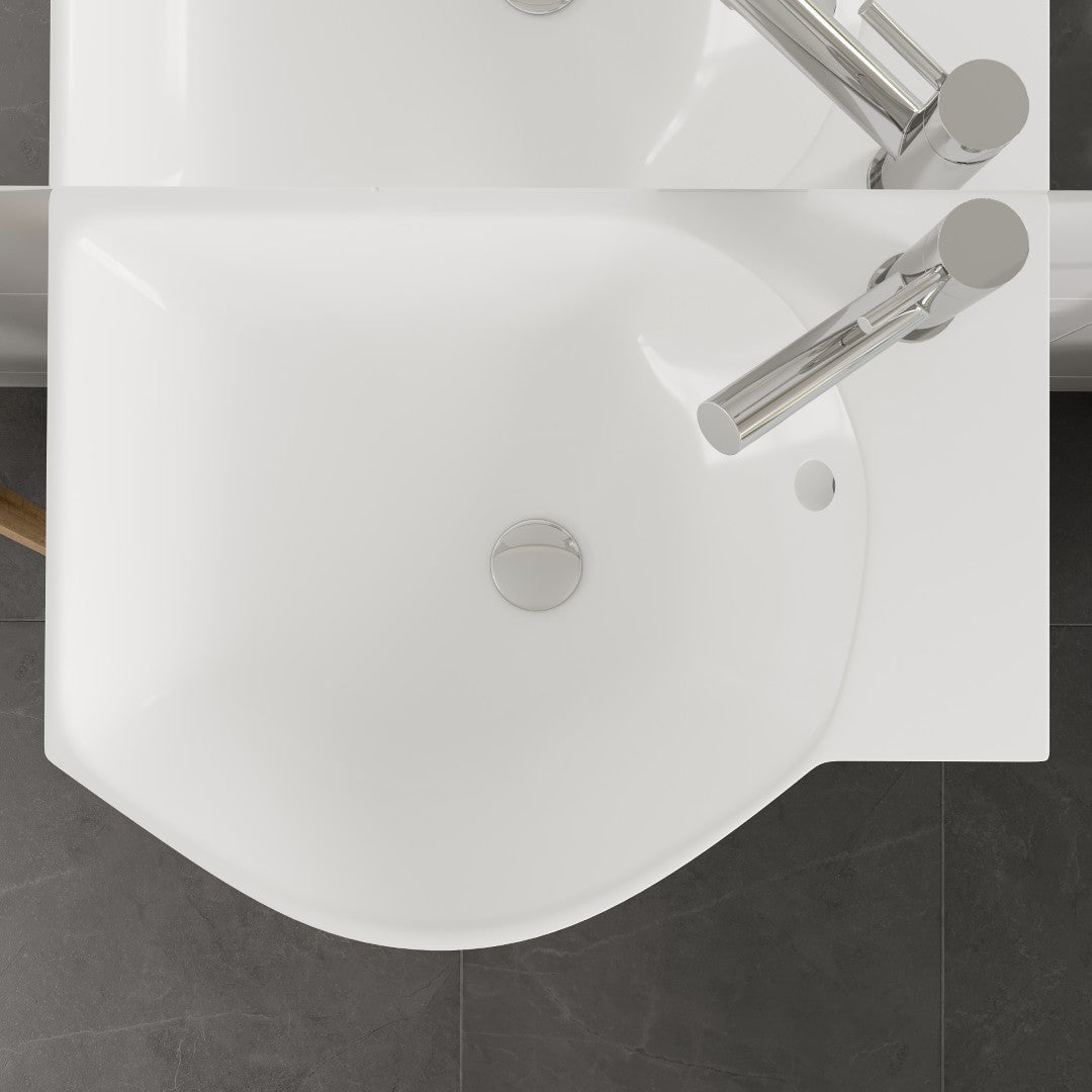 Tiny 18 in. Gray Wall Mount Single Sink Bath Vanity with Porcelain Top and Integrated Sink