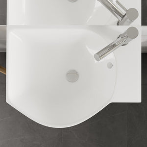 Tiny 18 in. Gray Wall Mount Single Sink Bath Vanity with Porcelain Top and Integrated Sink