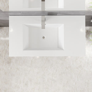 Lugano 36 in. White Wall Mount Single Sink Bath Vanity with Acrylic Top and Integrated Sink