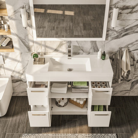 Lugano 48 in. White Single Sink Bath Vanity with Acrylic Top and Integrated Sink