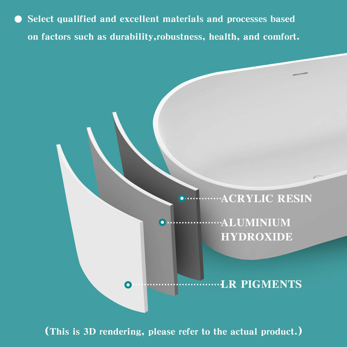 New England Home Goods Cancun 67" Freestanding Tub in White - Stone Resin Solid Surface
