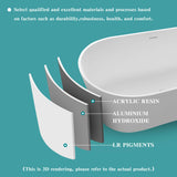 New England Home Goods 67" Wide-Rim Oval Freestanding Bathtub – Minimalist Solid Surface Soaking Tub