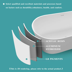 New England Home Goods Cancun 67" Freestanding Tub in White - Stone Resin Solid Surface