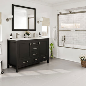 London 48 in. Espresso Double Sink  Bath Vanity with Carrara Quartz Top and Undermount Porcelain Sinks
