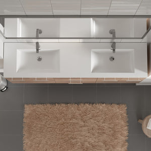 Axis 72 in. White Oak Wall Mount Double Sink  Bath Vanity with Acrylic Top and Integrated Sinks