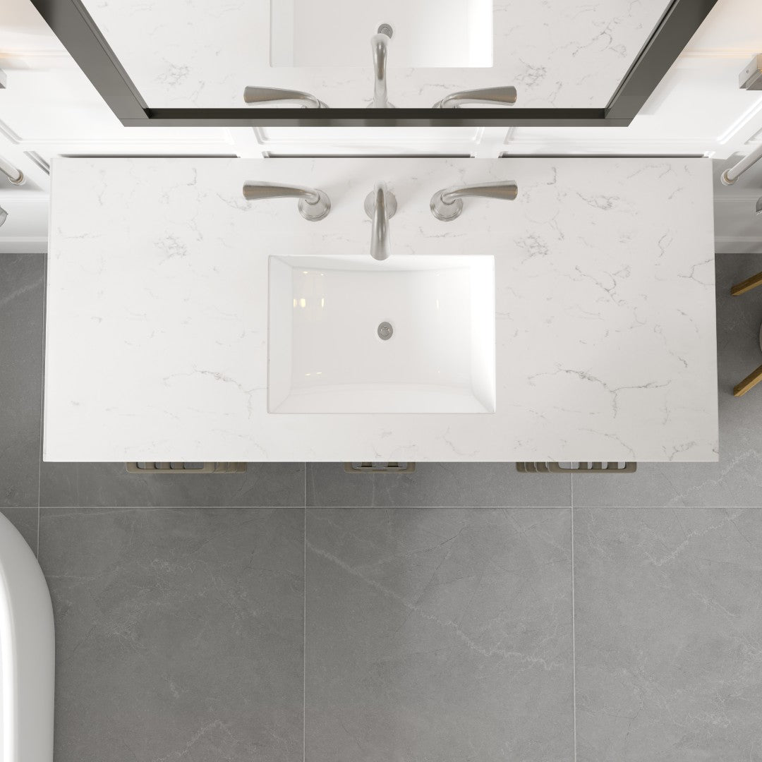 Aberdeen 42 in. Espresso Single Sink Bath Vanity with Carrara Quartz Top and Undermount Porcelain Sink
