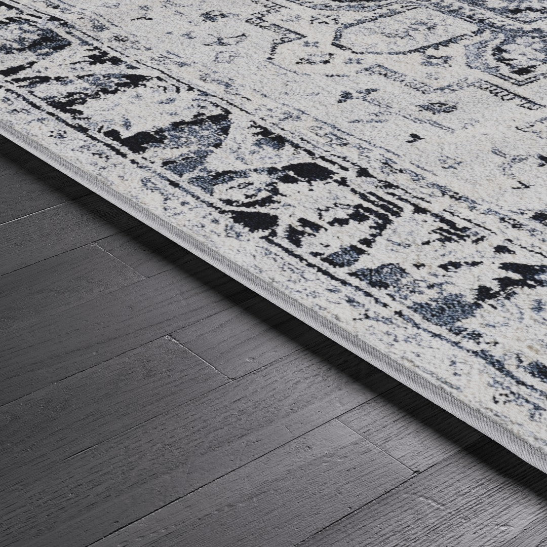 Eviva Capricorn 3' x 5' Oriental Blue/Cream Rug