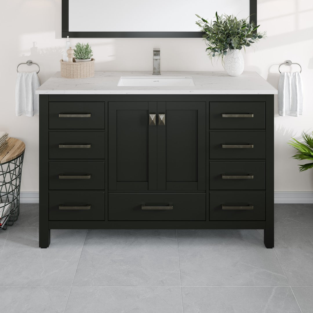 London 48 in. Espresso Single Sink Bath Vanity with Carrara Quartz Top and Undermount Porcelain Sink