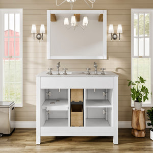 Artemis 44 in. White Double Sink  Bath Vanity with Engineered Top and Undermount Porcelain Sinks