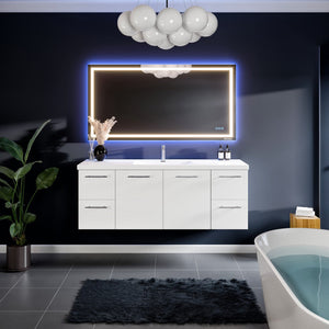Axel 59 in. White Wall Mount Single Sink Bath Vanity with Acrylic Top and Integrated Sink
