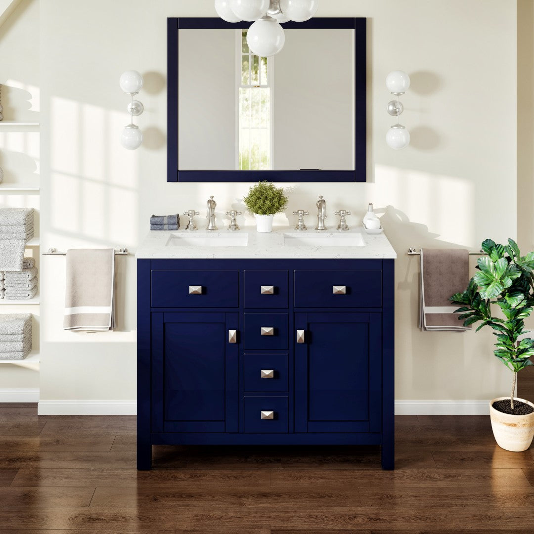 Artemis 44 in. Blue Double Sink  Bath Vanity with Engineered Top and Undermount Porcelain Sinks