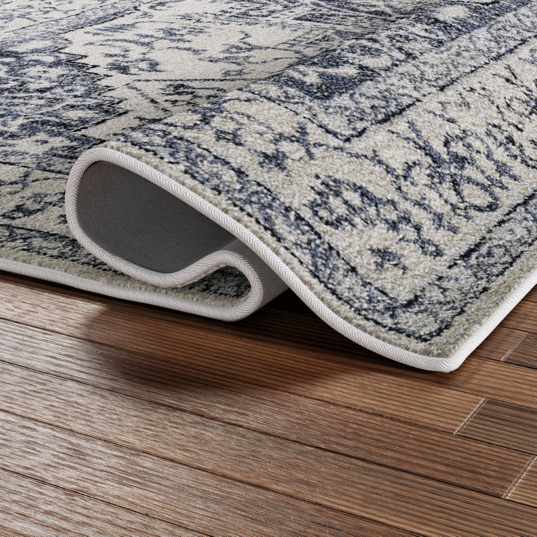Eviva Venus 3' x 5' Geometric Blue/Cream Rug