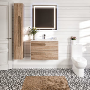 Joy 40 in. Maple Wall Mount Single Sink Bath Vanity with Porcelain Top and Integrated Sink