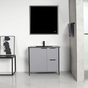 Blossom Zurich 36" Vanity – Glossy White & Metal Grey with Soft-Close Drawers & Ample Storage