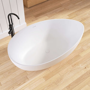 New England Home Goods K 63" Freestanding Tub in White - Stone Resin Solid Surface