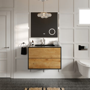 Vienna 36 in. Oak Wall Mount Single Sink Bath Vanity with Acrylic Top and Integrated Sink