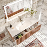 Dolce Vita 48 in. Blush Wall Mount Single Sink Bath Vanity with Solid Surface Top and Integrated Sink