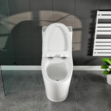 Zion 12 inch Floor Mounted 1-piece 1.28 GPF Tornado Flush Elongated Toilet in White Seat Included