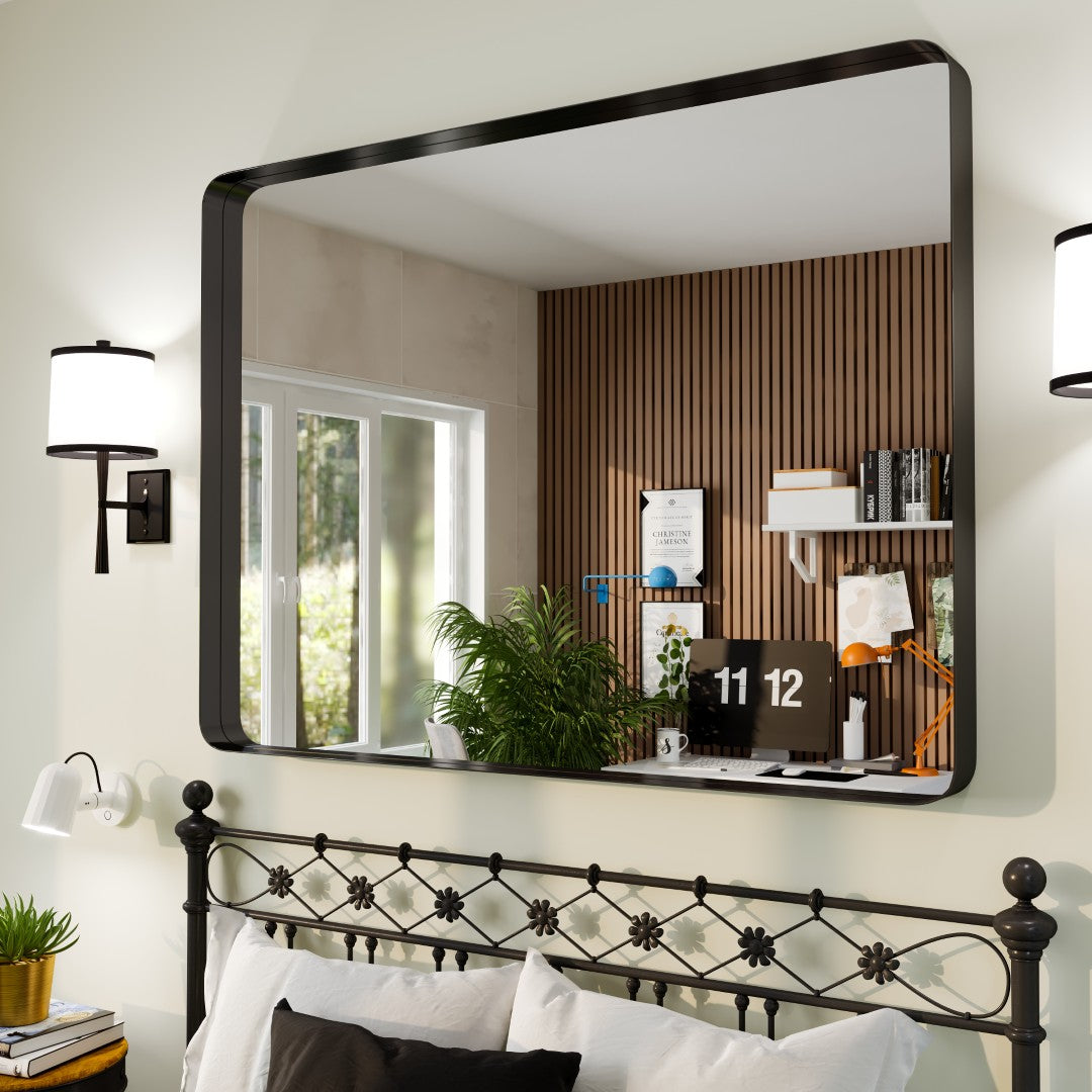 Eviva Harmony 36" x 48" Rectangular Black Metal Framed Mirror