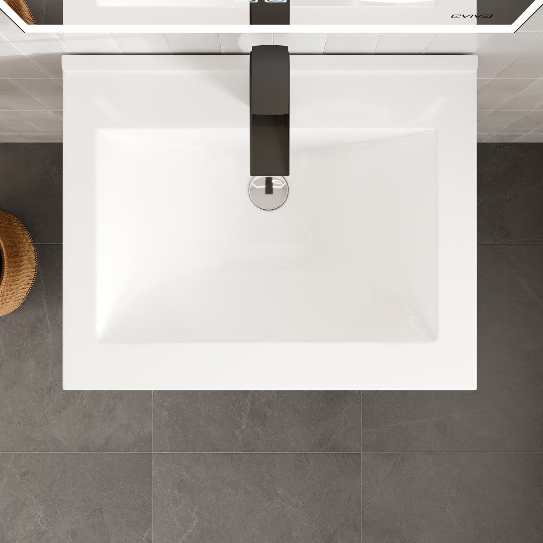 Joy 24 in. Maple Wall Mount Single Sink Bath Vanity with Porcelain Top and Integrated Sink