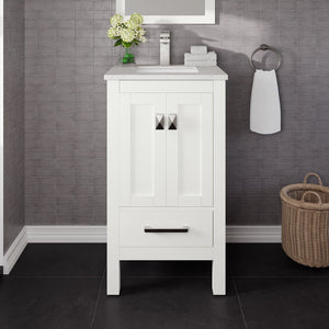 London 24 in. White Single Sink Bath Vanity with Carrara Quartz Top and Undermount Porcelain Sink