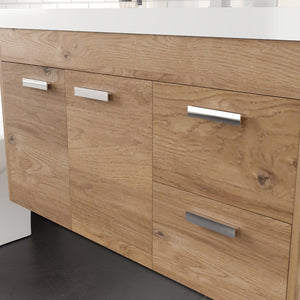 Lugano 36 in. Natural Oak Wall Mount Single Sink Bath Vanity with Acrylic Top and Integrated Sink