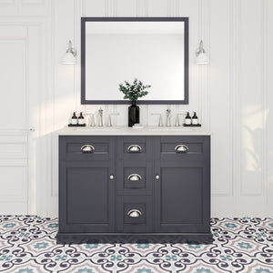 Epic 48 in. Charcoal Gray Double Sink  Bath Vanity with Carrara Quartz Top and Undermount Porcelain Sinks