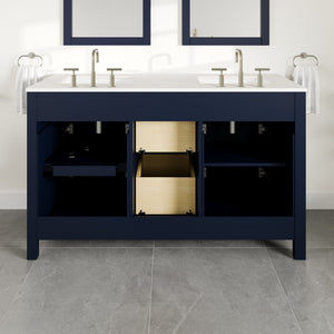 Artemis 60 in. Blue Double Sink  Bath Vanity with Engineered Top and Undermount Porcelain Sinks