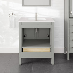 London 30 in. Gray Single Sink Bath Vanity with Carrara Quartz Top and Undermount Porcelain Sink