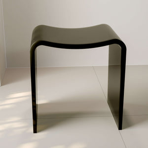 New England Home Goods Rainier 16" Shower Stool in White - Stone Resin Solid Surface