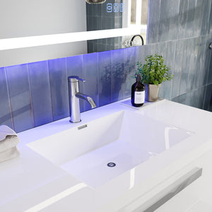 Surf 36 in. White Wall Mount Single Sink Bath Vanity with Acrylic Top and Integrated Sink