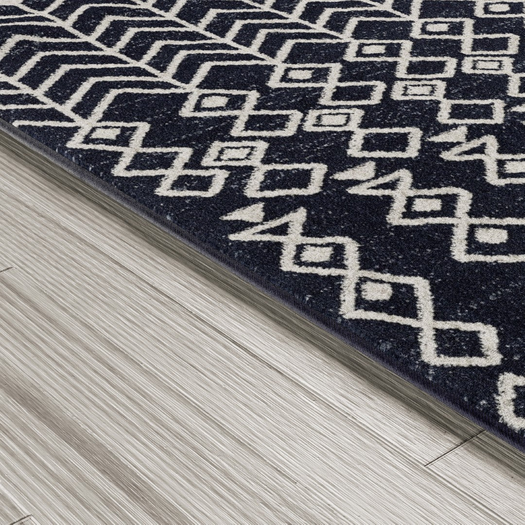 Eviva Loops 5' x 7' Ikat Blue/Cream Rug