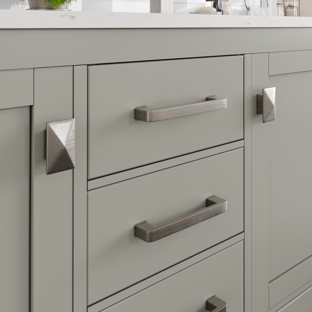 London 54 in. Gray Double Sink  Bath Vanity with Carrara Quartz Top and Undermount Porcelain Sinks