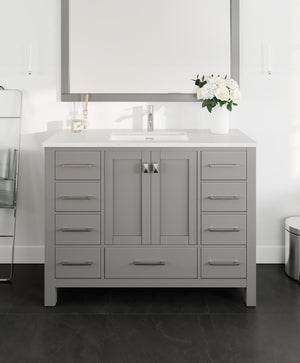 London 48 in. Gray Single Sink Bath Vanity with Carrara Quartz Top and Undermount Porcelain Sink