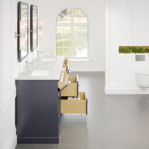 Epic 72 in. Charcoal Gray Double Sink  Bath Vanity with Carrara Quartz Top and Undermount Porcelain Sinks