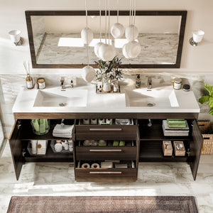 Lugano 84 in. Gray Oak Double Sink  Bath Vanity with Acrylic Top and Integrated Sinks