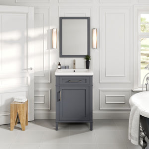 Garci 24 in. Dark Gray Single Sink Bath Vanity with Porcelain Top and Integrated Sink