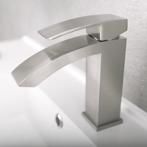 DAX Brass Single Handle Waterfall Bathroom Faucet, Brushed Nickel DAX-6690A-BN