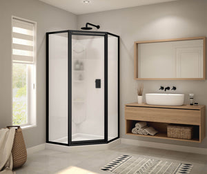 MAAX 300022-000-129-103 Orchid 38 x 38 Polystyrene Center Drain Shower Kit in White with Centre Silk glass  in Matte Black