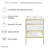 Cache 24" Freestanding, Bathroom Vanity in White and Gold