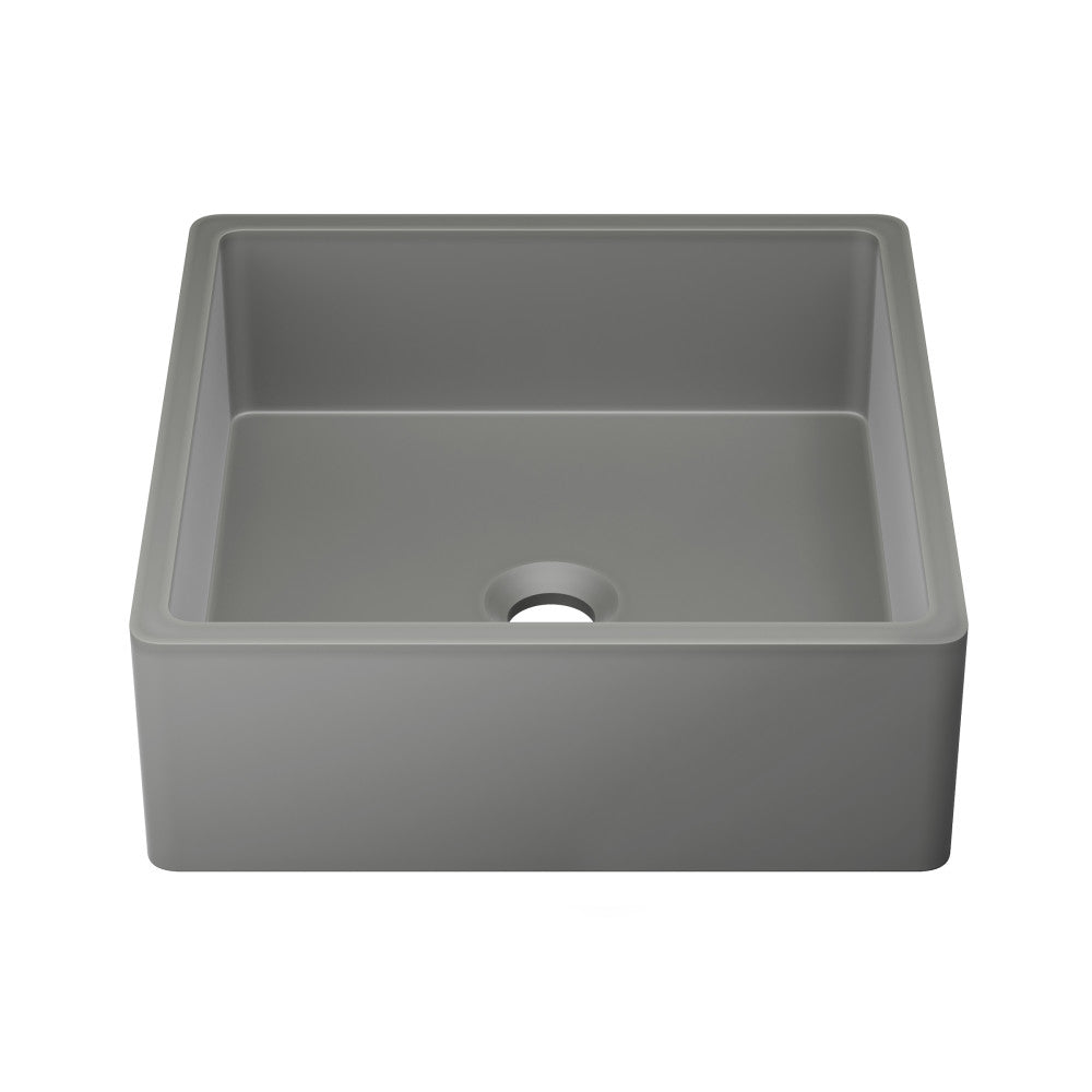 Lisse 15.5" Square Concrete Vessel Bathroom Sink in Dark Grey