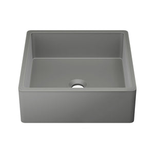 Lisse 15.5" Square Concrete Vessel Bathroom Sink in Dark Grey