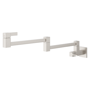 Square Modern 2-Handle 1-Hole Potfiller Kitchen Faucet in Spot Defense Brushed Nickel