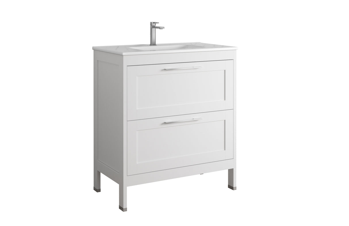 DAX Lakeside Engineered Wood and Porcelain Single Vanity with Onix Basin, 32", White DAX-LAKE013211-ONX