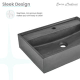 Lisse 16" Square Concrete Vessel Bathroom Sink in Dark Grey